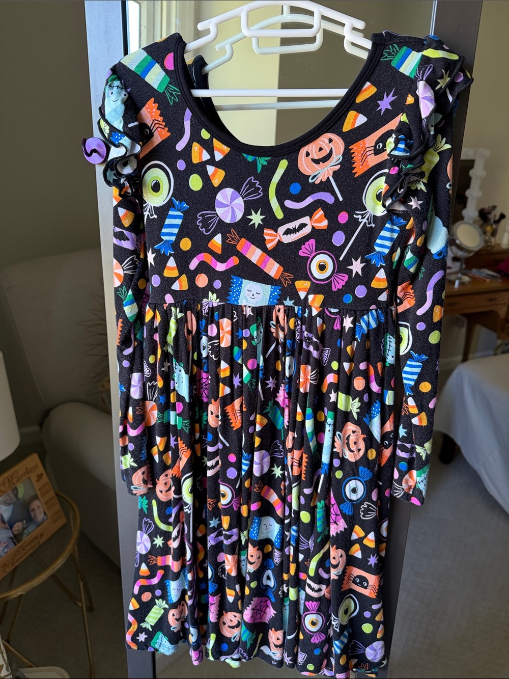 Little Sleepies Black Halloween Candy & Pumpkin Print Dress